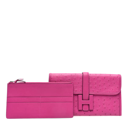 Hermes Ostrich Jige Duo Clutch Rose Pourpre 3 of 8