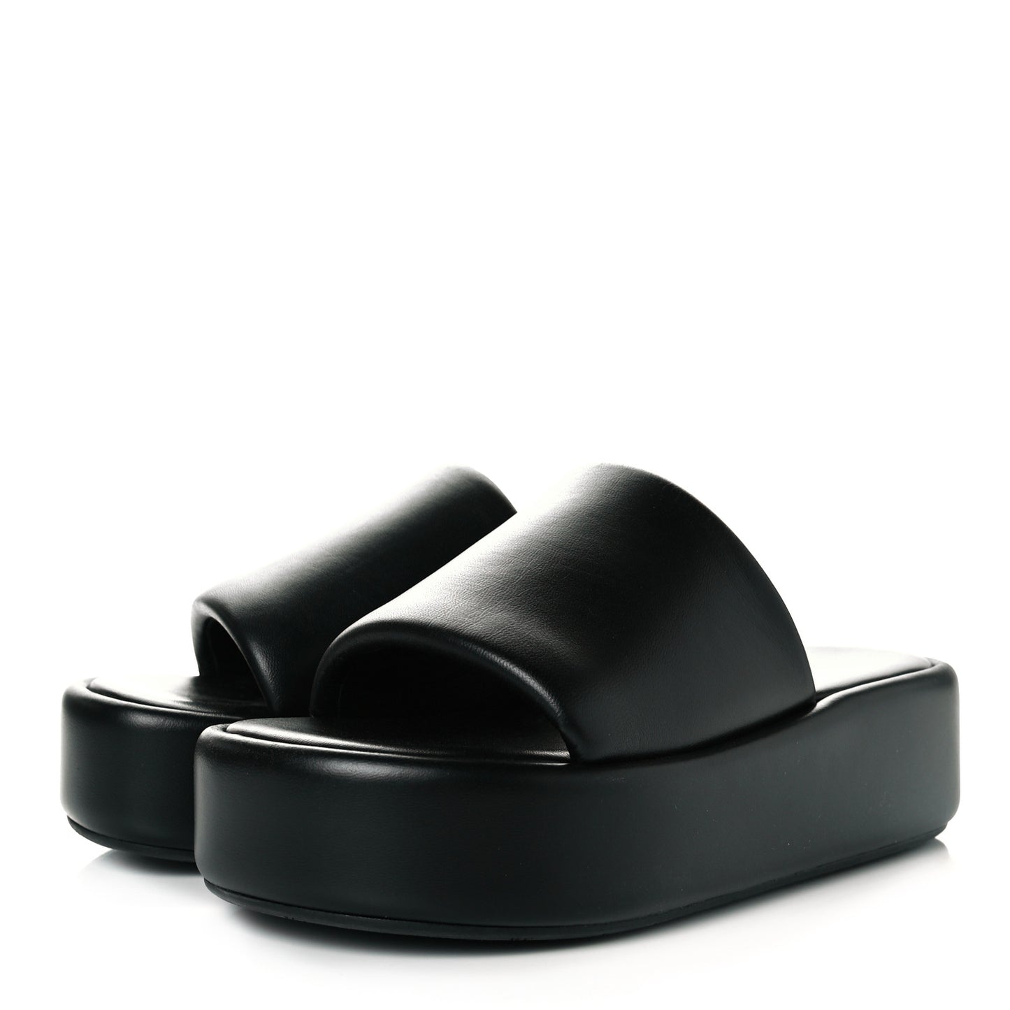 Smooth Nappa Logo Rise Platform Sandals 37 Black White
