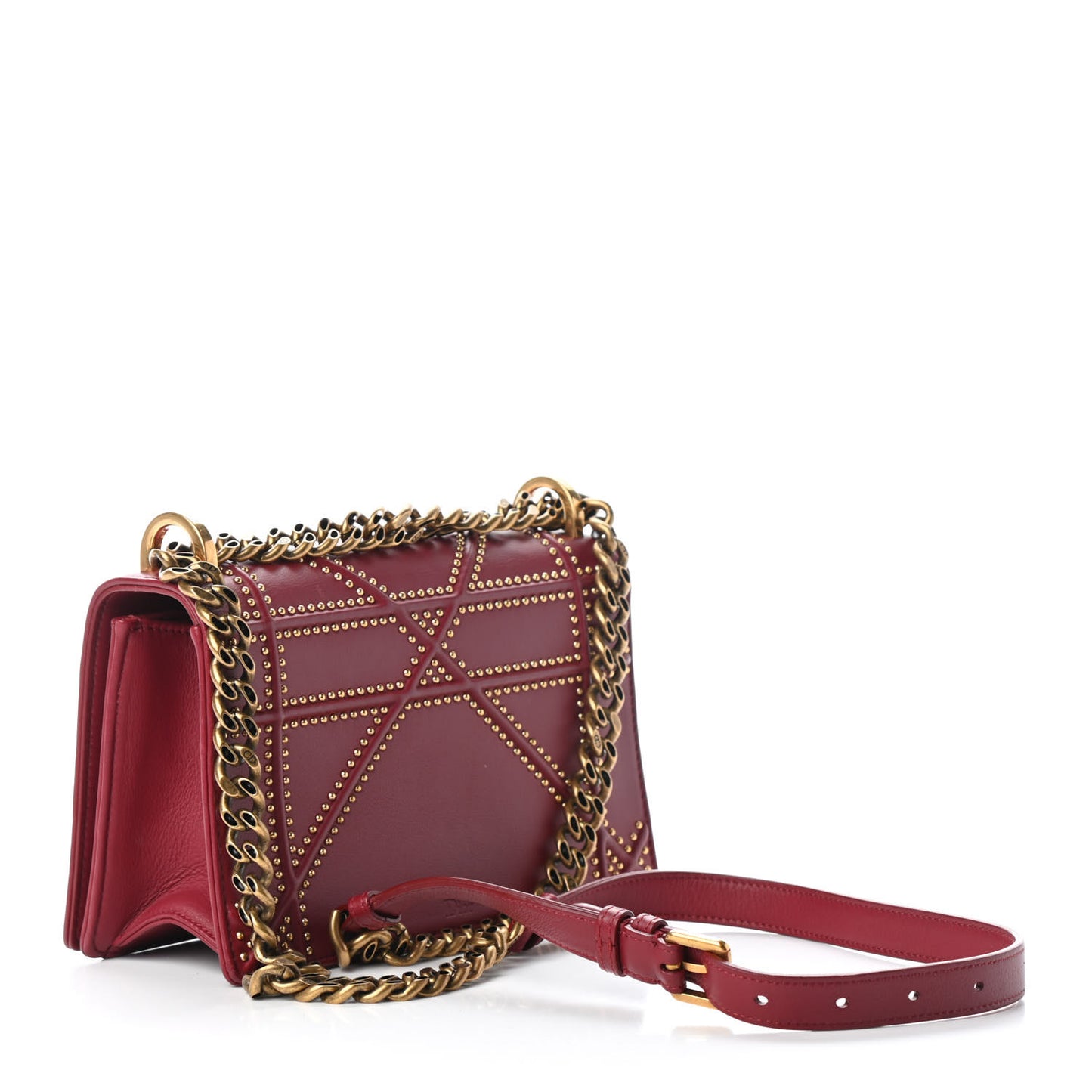 Calfskin Studded Medium Diorama Flap Bag Red