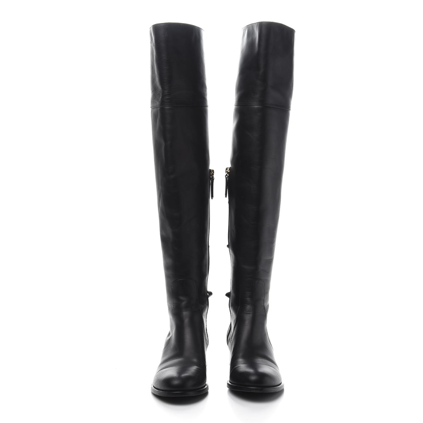 Calfskin Multi Bow Over the Knee Boots 37.5 Black