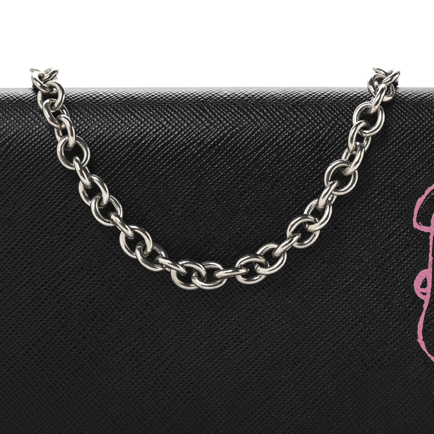 Saffiano Pradamalia Mini Chain Bag Black Begonia