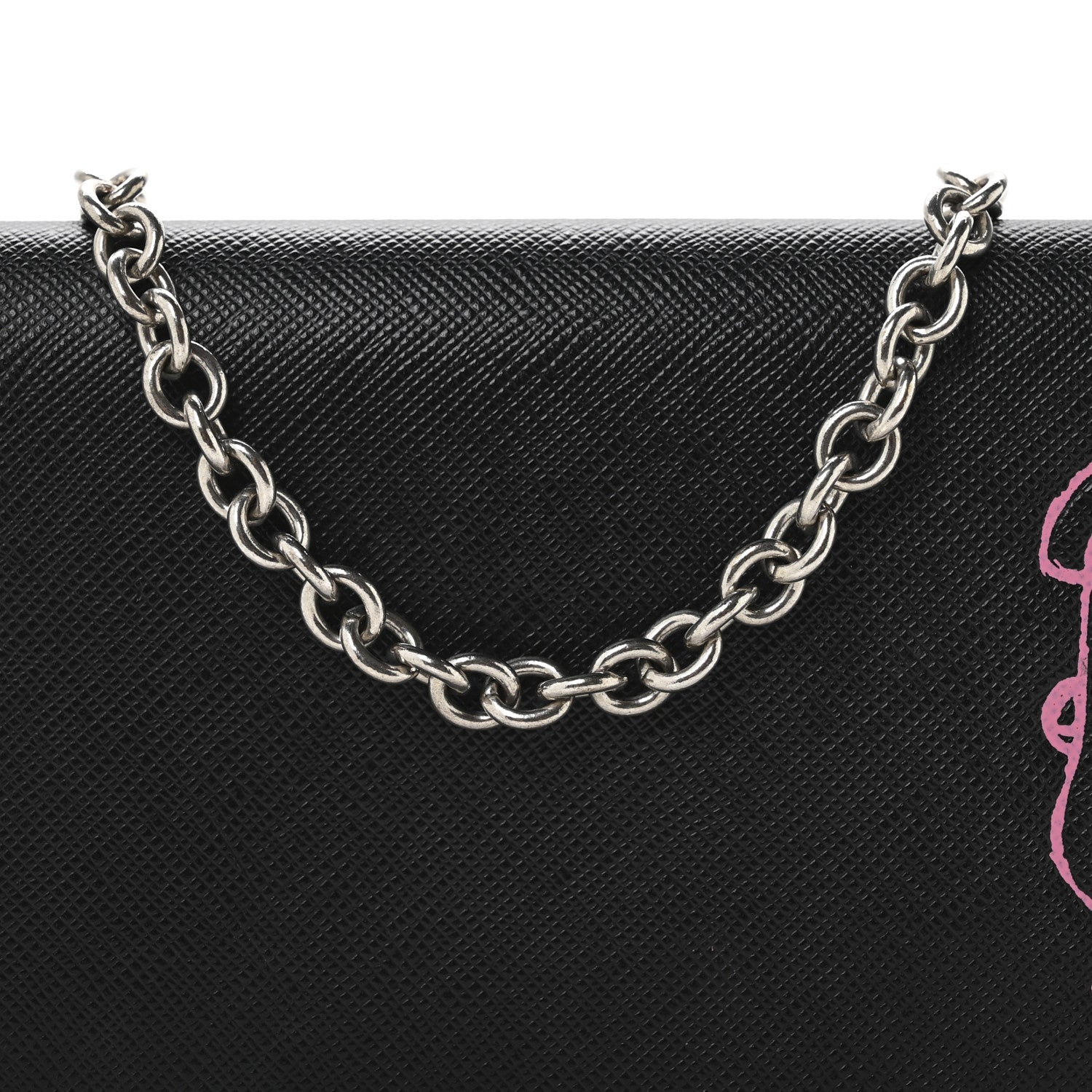 Prada Saffiano Pradamalia Mini Chain Bag Black Begonia 8 of 11