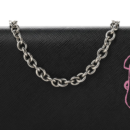 Prada Saffiano Pradamalia Mini Chain Bag Black Begonia 8 of 11