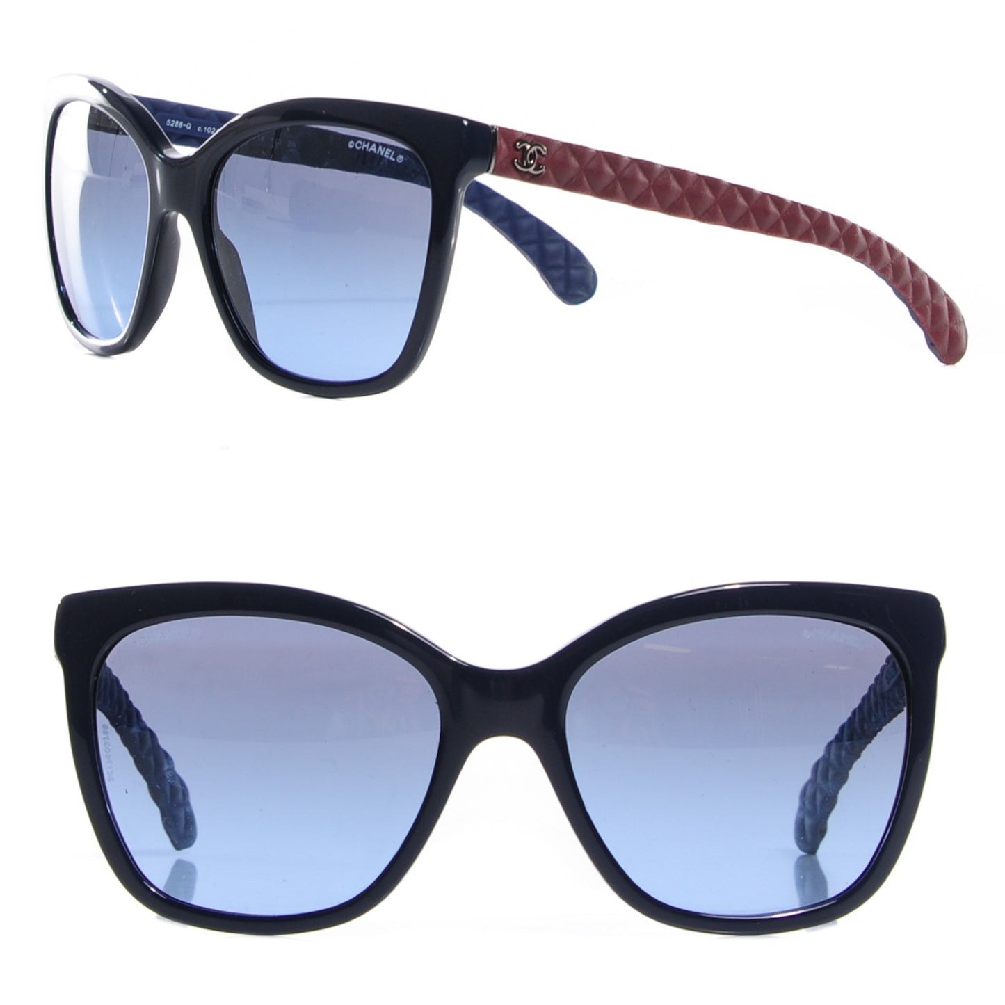 Quilted Bi-Color Sunglasses 5288-Q Blue Burgundy