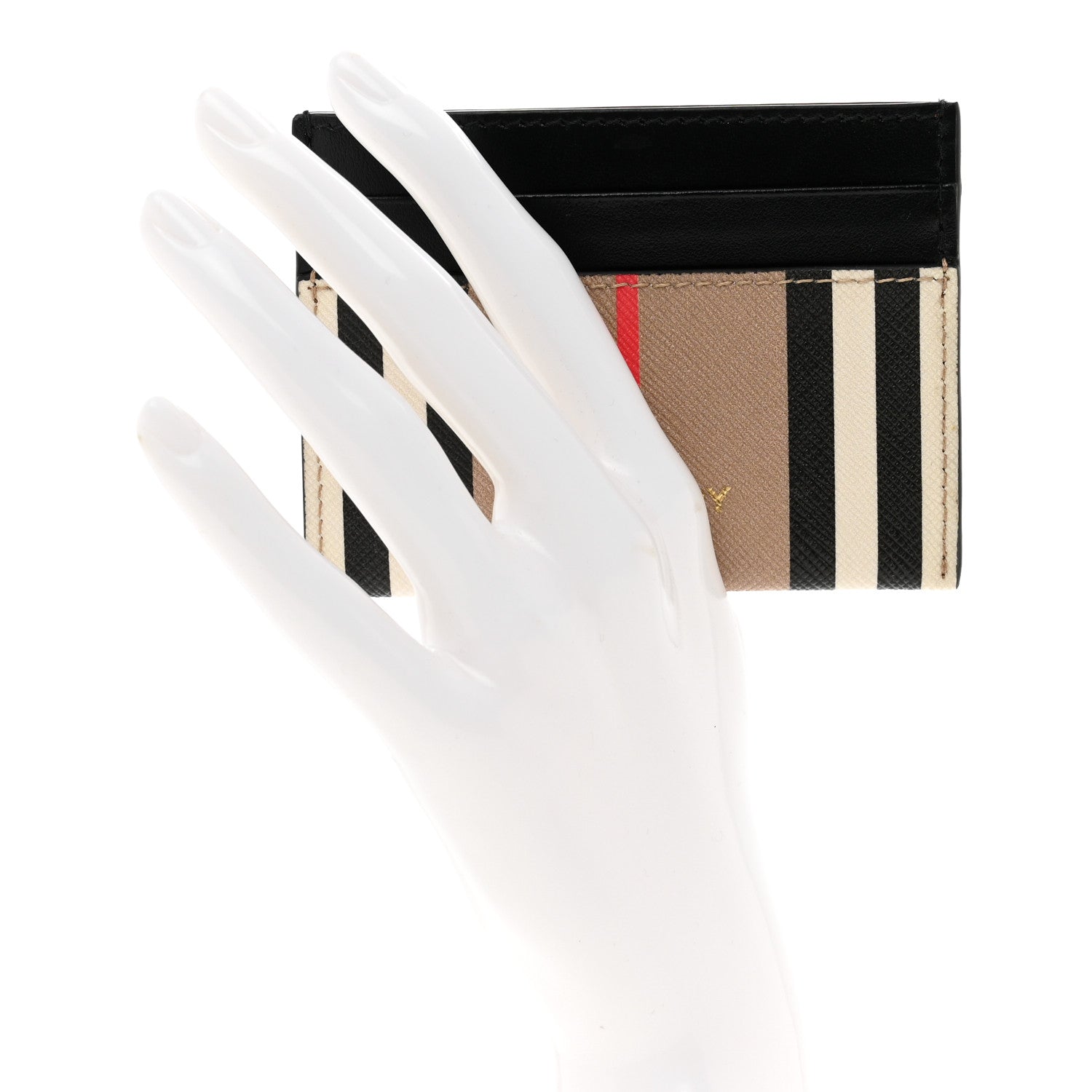 Burberry E-Canvas Calfskin Icon Stripe Card Case Archive Beige 2 of 8