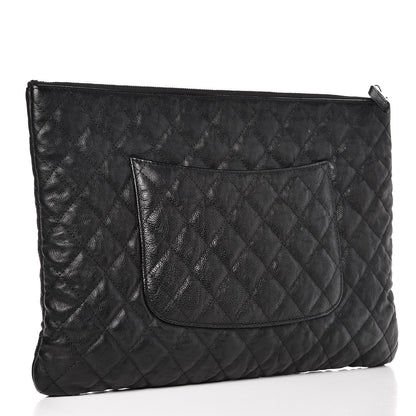 Chanel Crumpled Calfskin Quilted Large Cosmetic Case So Black 3 of 9