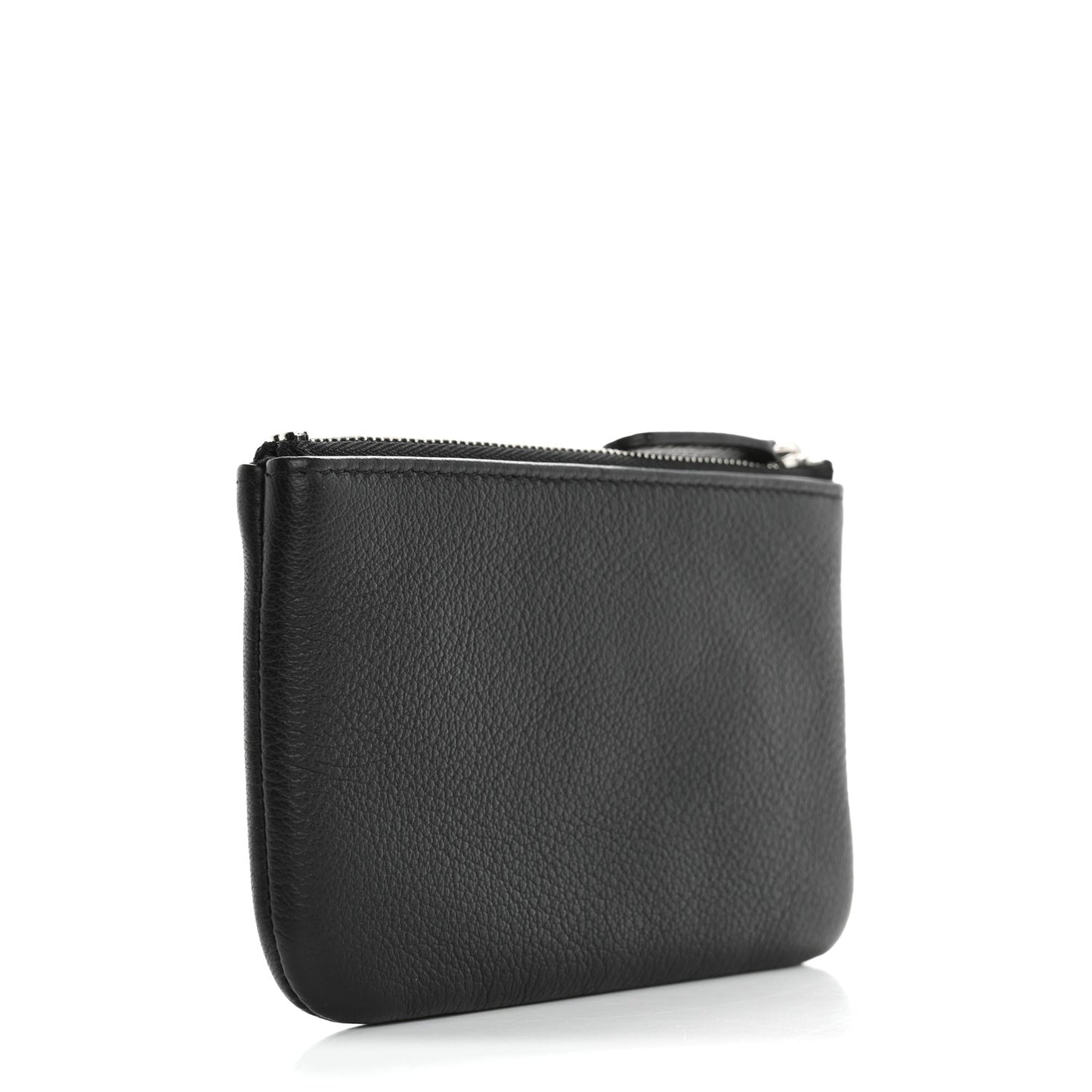 Goatskin Camellia CC Cosmetic Pouch Black