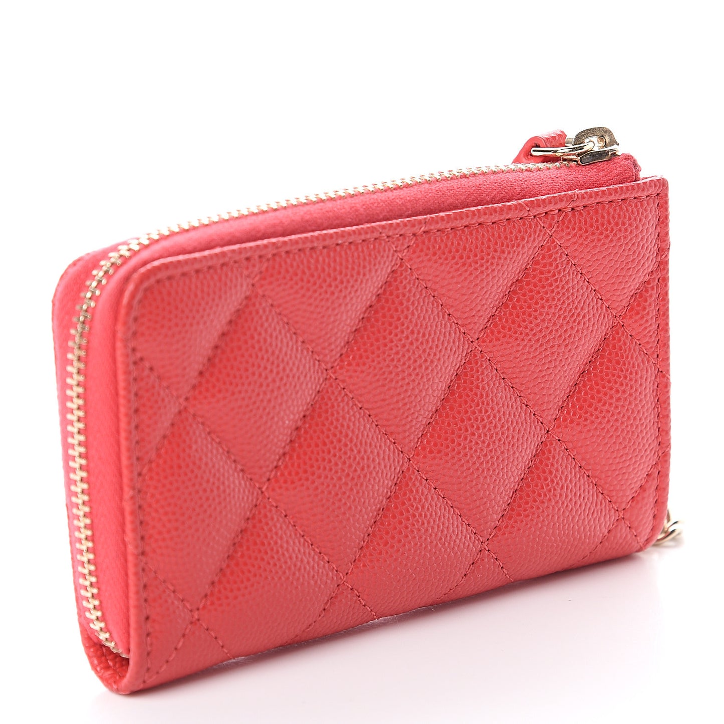 Caviar Quilted Key Holder Case Red
