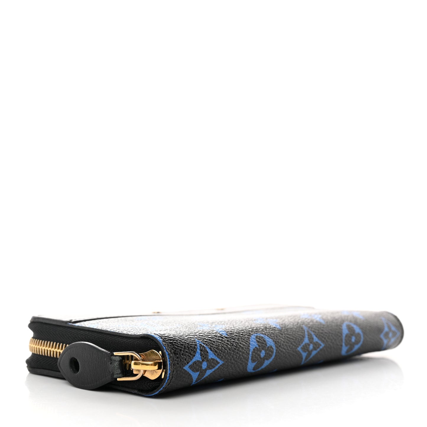 Calfskin Colored Monogram Zippy Wallet Blue Black