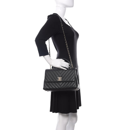 Chanel Caviar Chevron Quilted Small Coco Handle Flap Black 2 of 11