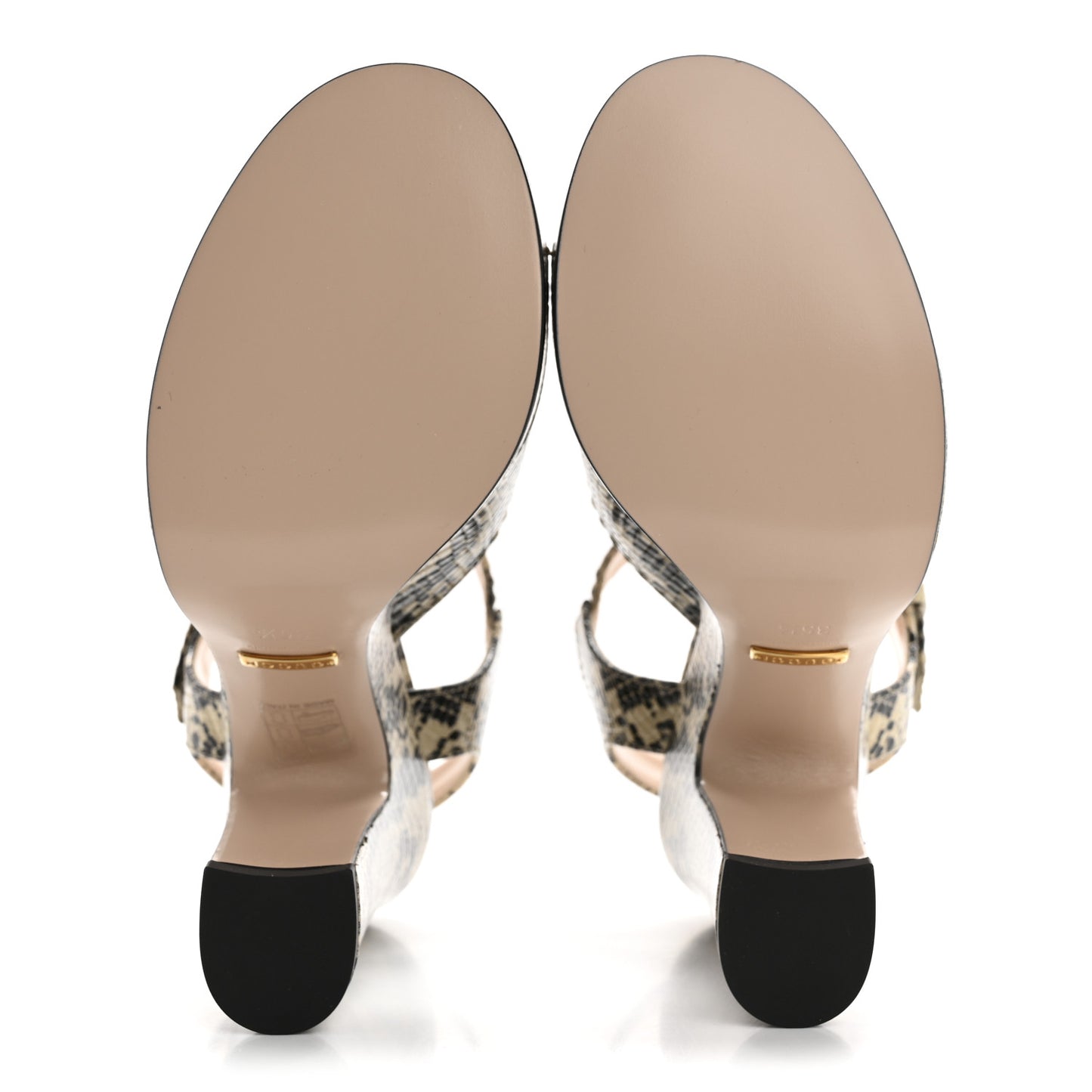 Calfskin Snakeskin Print Horsebit 40/135mm Platform Sandals 35.5 Beige Avana