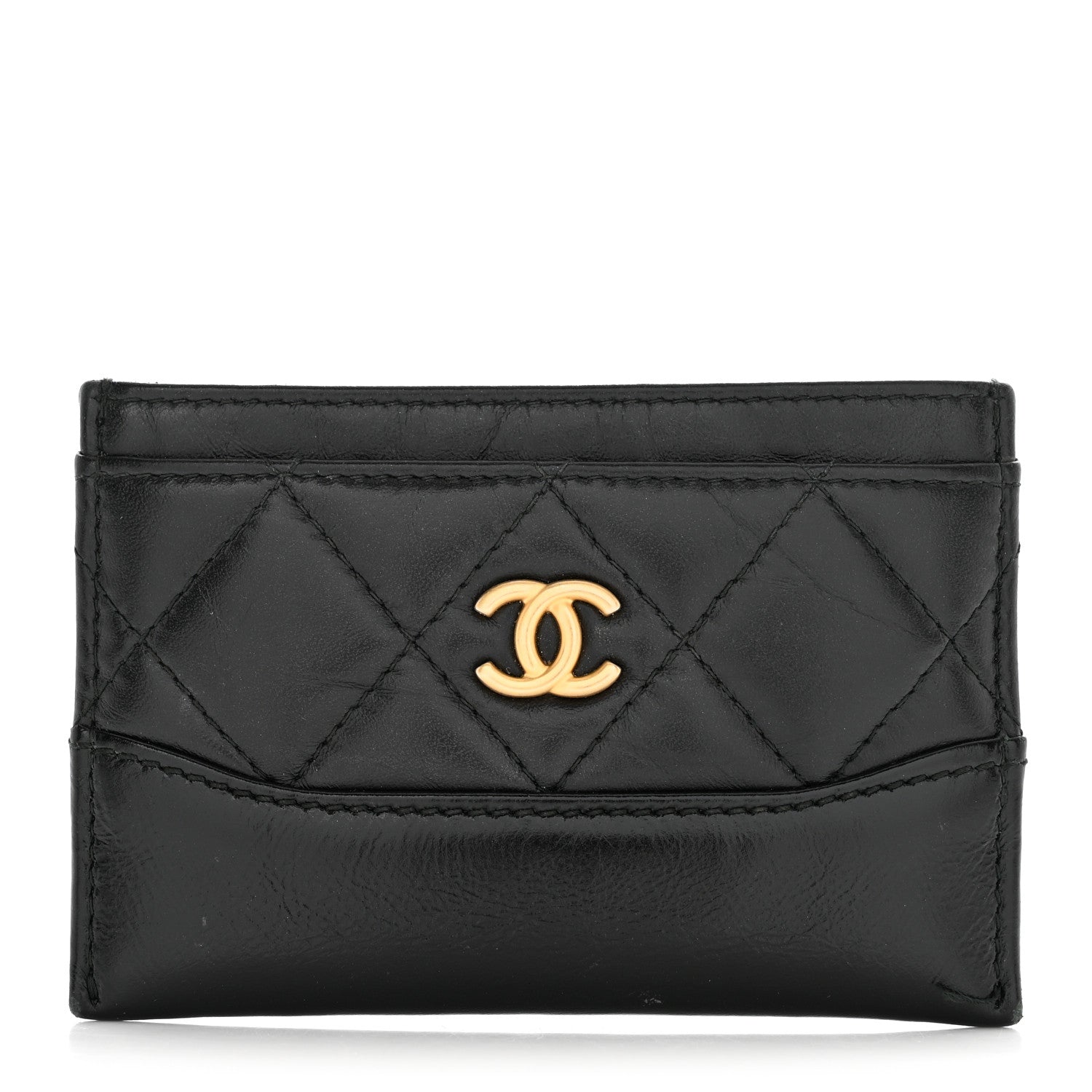 Chanel Aged Calfskin Quilted Gabrielle Card Holder Black 1 of 10