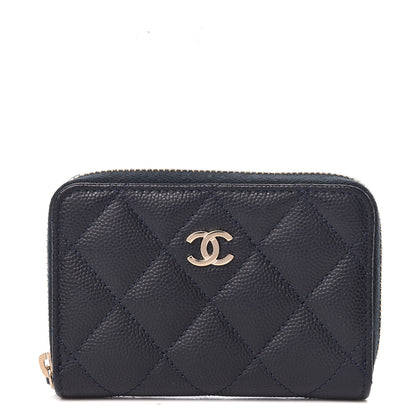 Chanel Caviar Quilted Zip Coin Purse Navy Blue 1 of 8