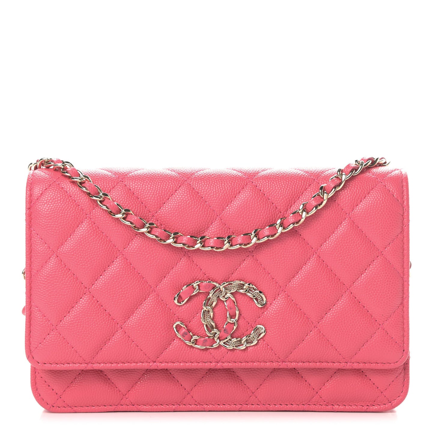 Caviar Quilted French New Wave Chain CC Wallet On Chain WOC Pink
