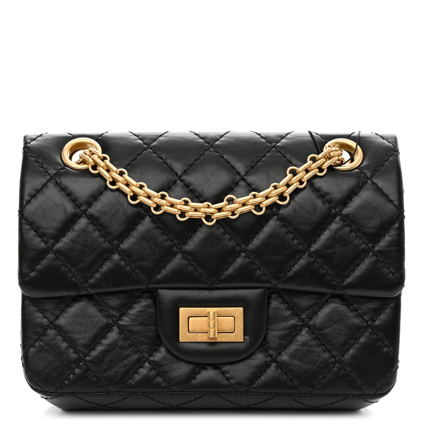 Aged Calfskin Quilted 2.55 Reissue Mini Flap Black