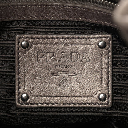 Prada Metallic Soft Calfskin Two Pocket Hobo Fumo Mordore 6 of 18