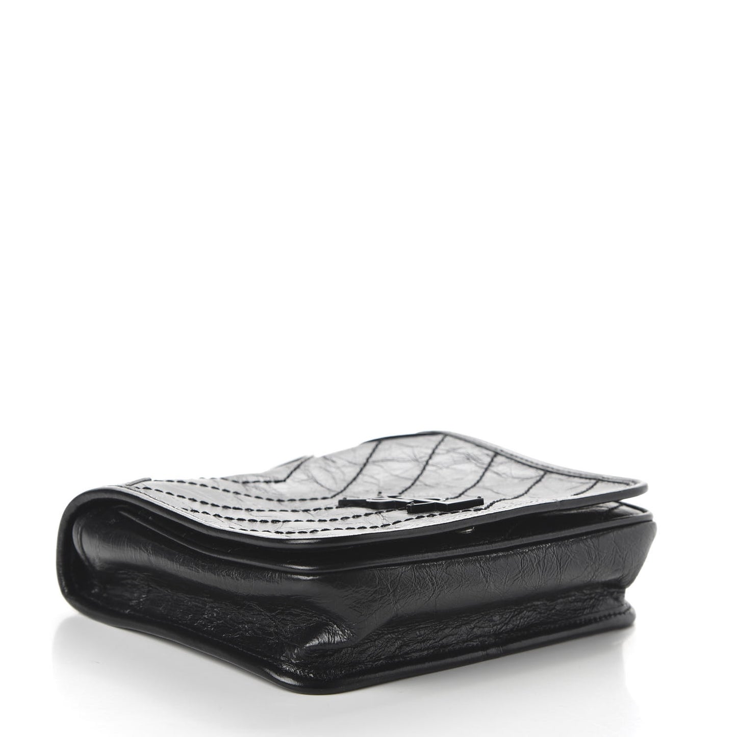 Crinkled Calfskin Matelasse Monogram Niki Chain Wallet Black