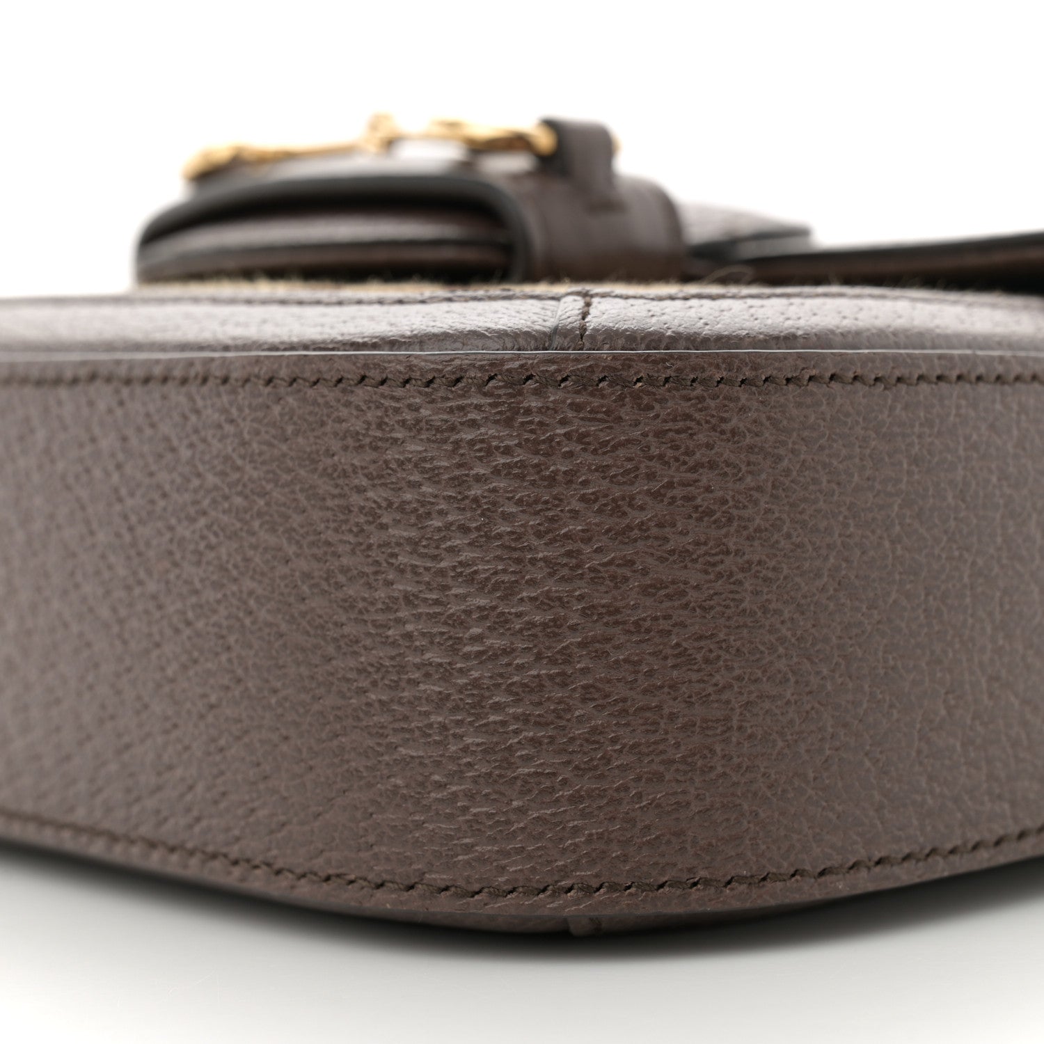 Gucci Monogram Jumbo GG Textured Dollar Calfskin Web Mini Horsebit 1955 Shoulder Bag Camel Ebony New Acero 10 of 12