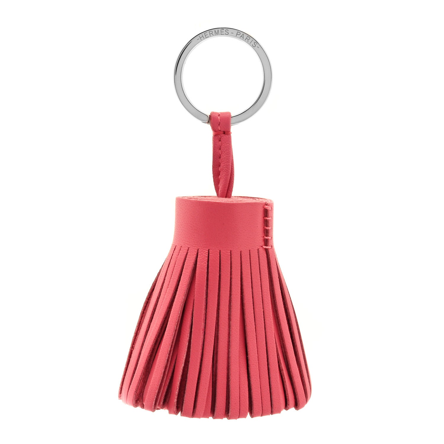 Hermes Lambskin Carmen Tassel Key Holder Rose Azalee 1 of 3