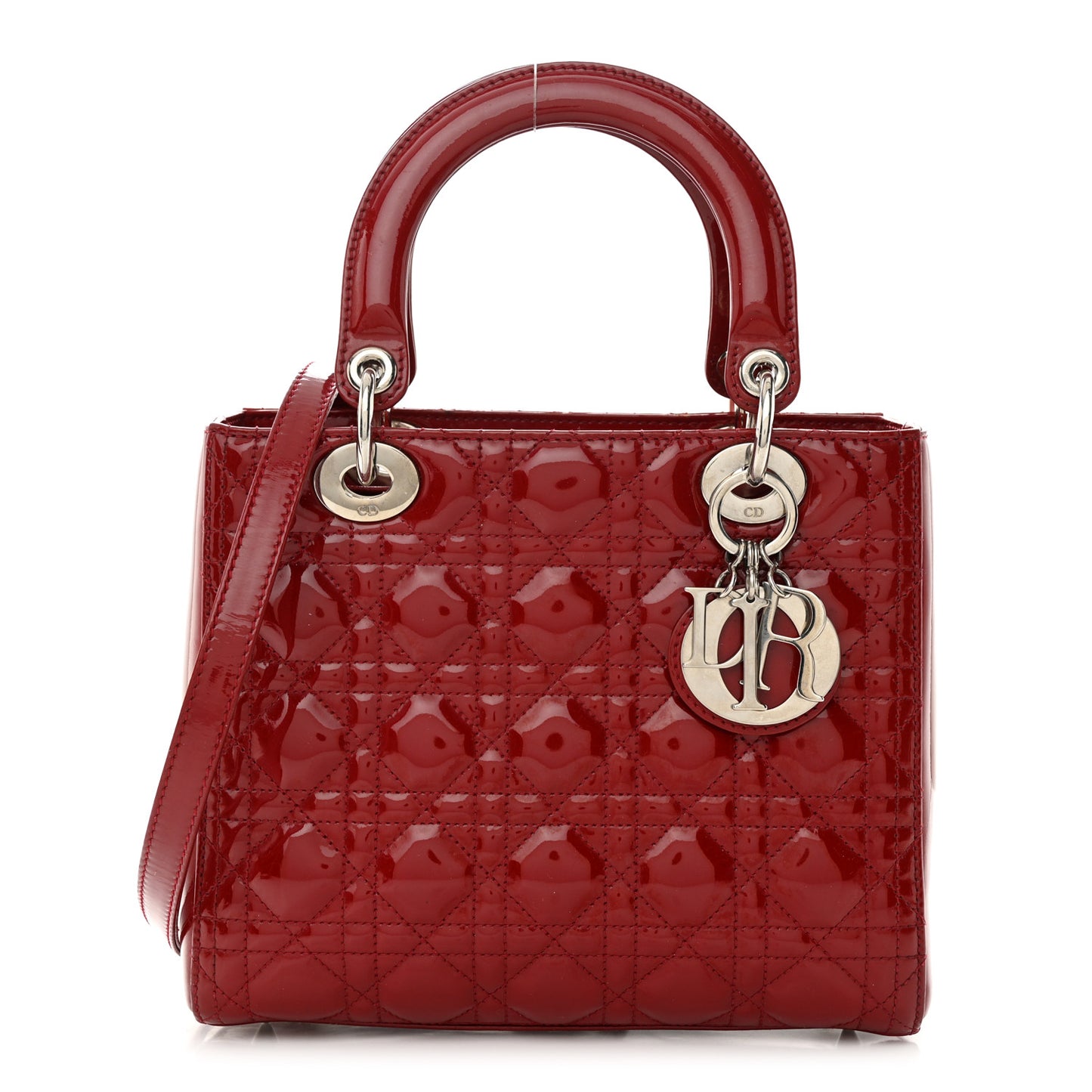 Patent Cannage Medium Lady Dior Red