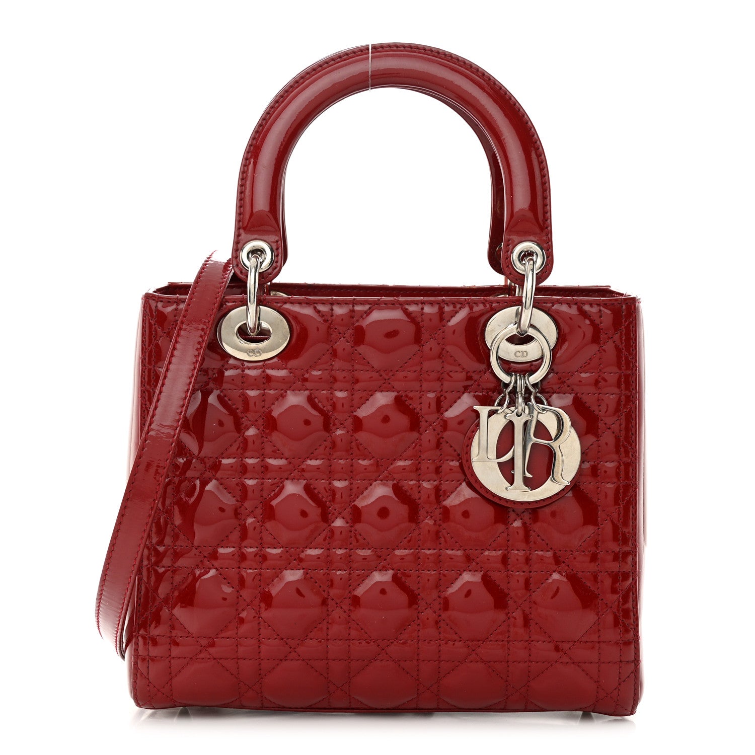Christian Dior Patent Cannage Medium Lady Dior Red 1 of 14