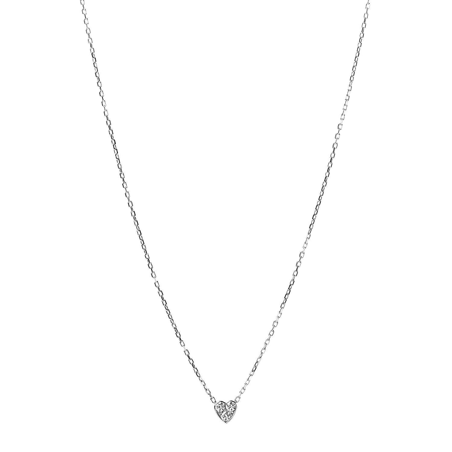 18K White Gold Diamond Heart Pendant Necklace