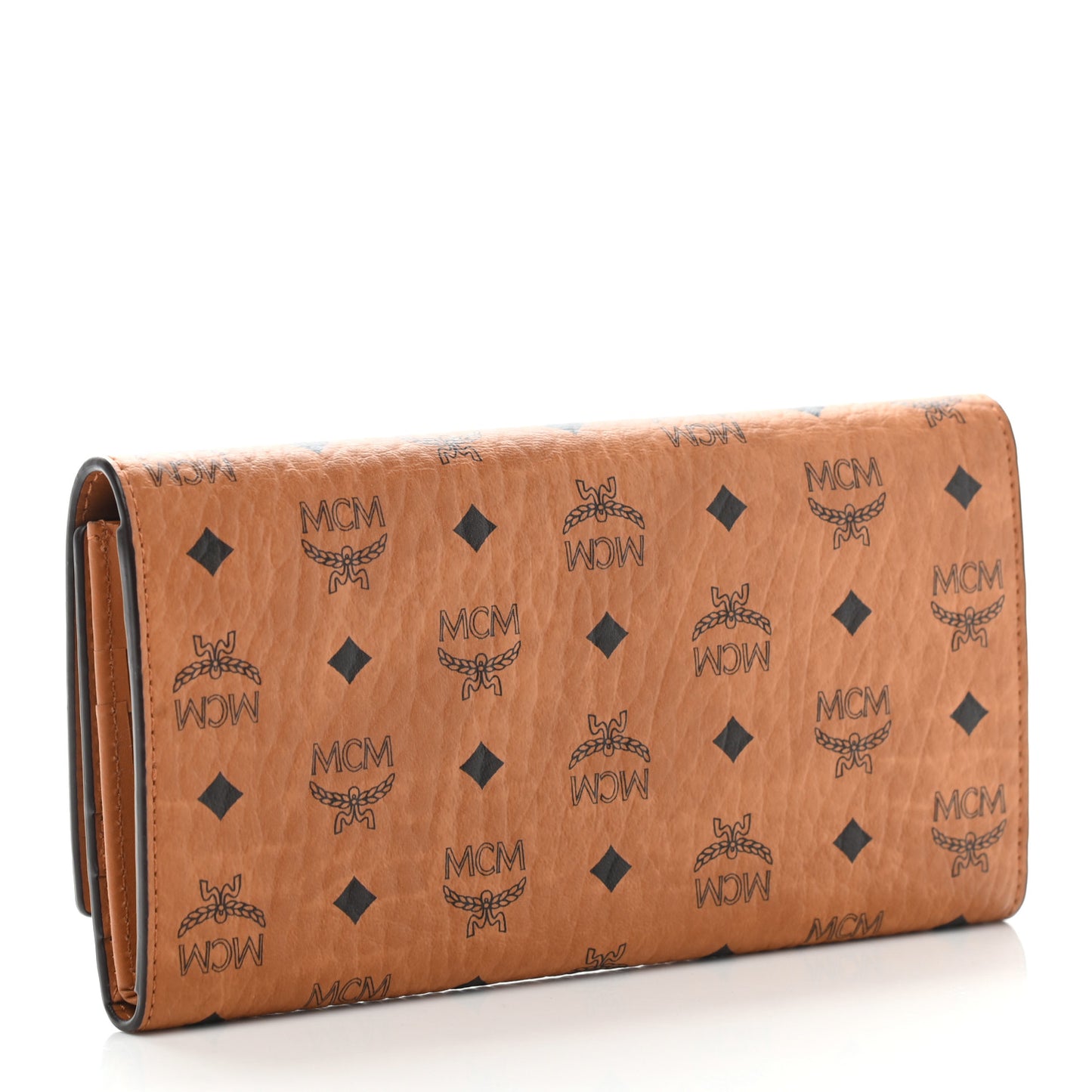 Visetos Large Trifold Flap Wallet Cognac