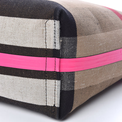 Burberry Canvas Mega Check The Giant Reversible Tote Black Neon Pink 12 of 15