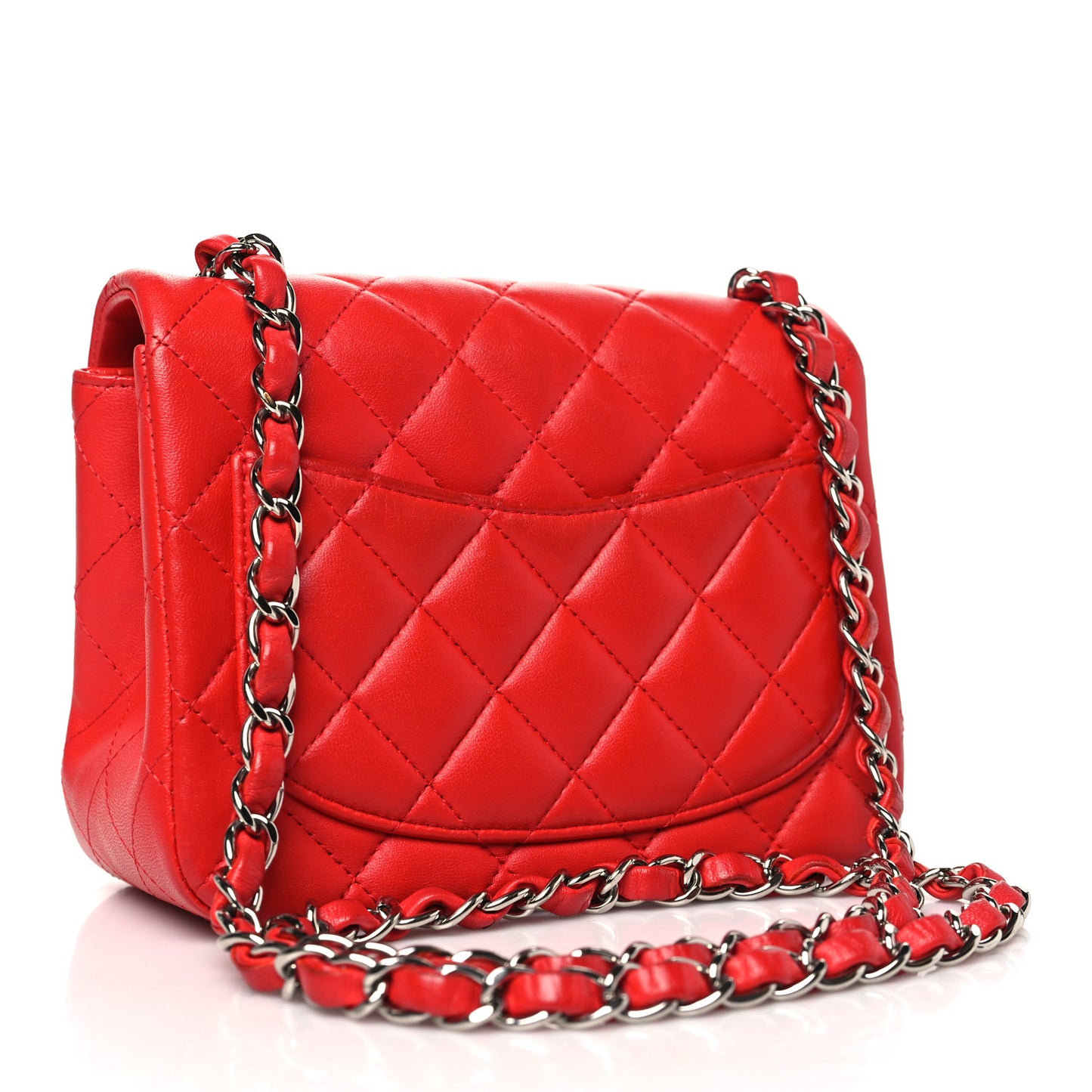 Lambskin Quilted Mini Square Flap Red