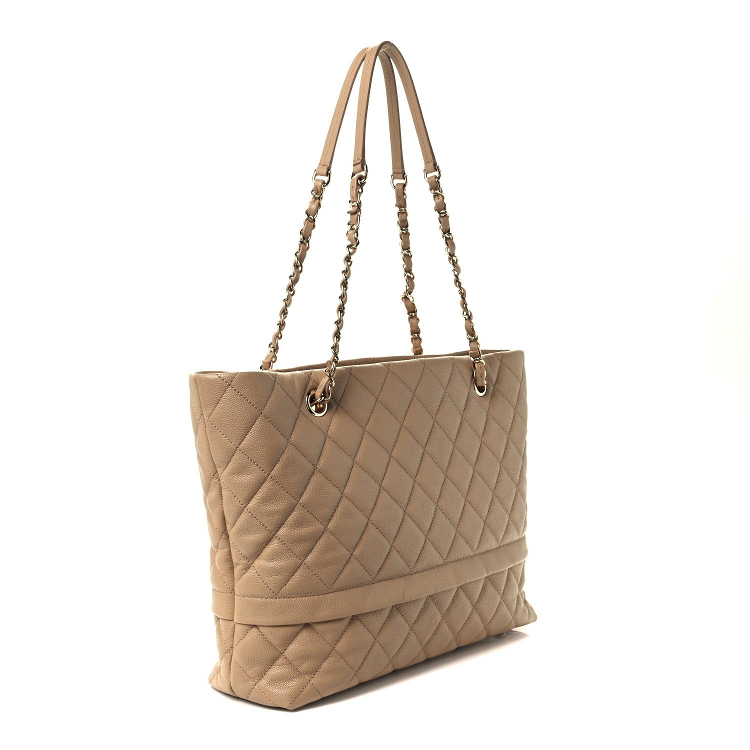 Chanel Caviar Quilted Rolled Up Tote Beige 3 of 10