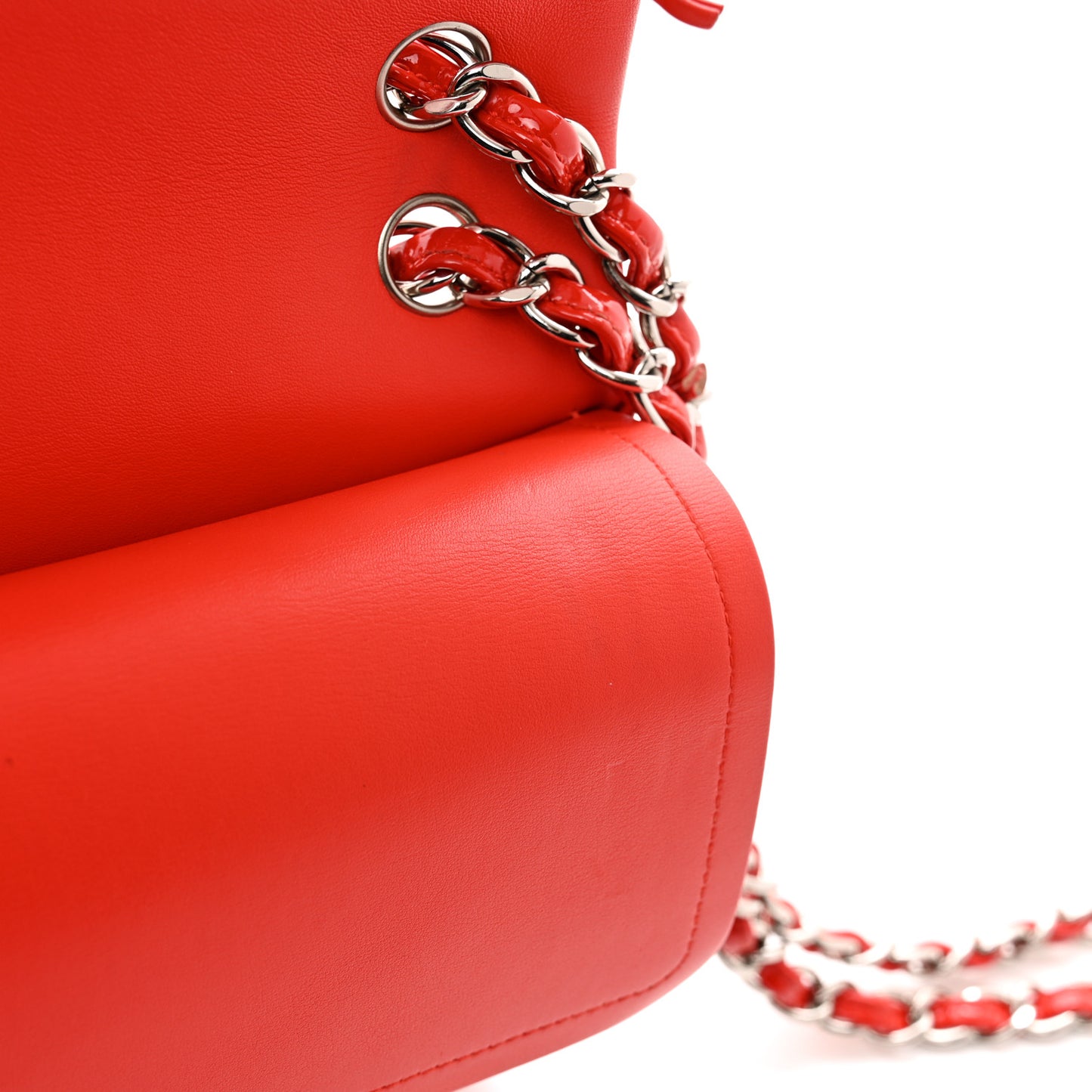 Patent Quilted Jumbo Double Flap Red