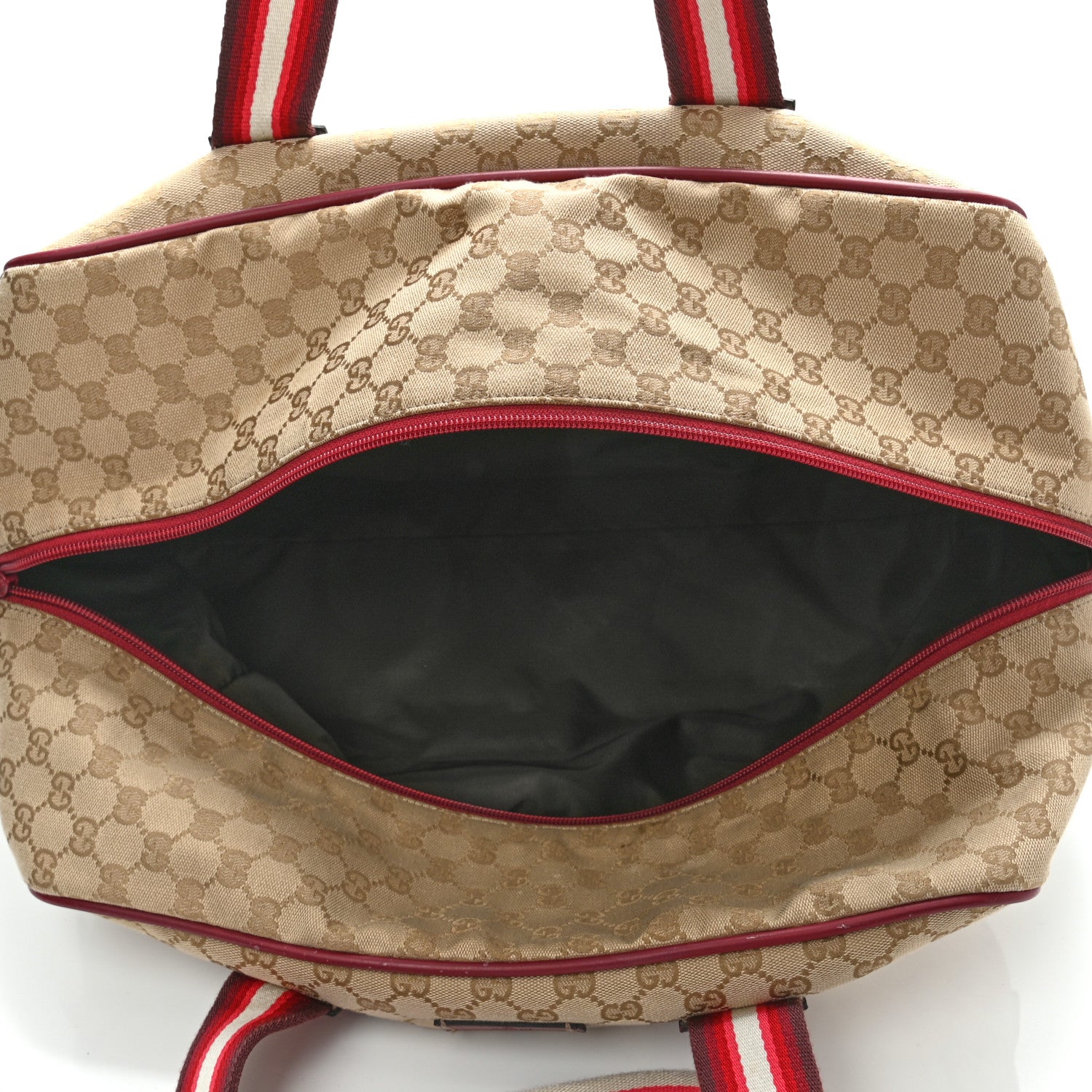 Gucci GG Monogram Web Medium Collapsable Carry On Duffle Beige Red 4 of 13