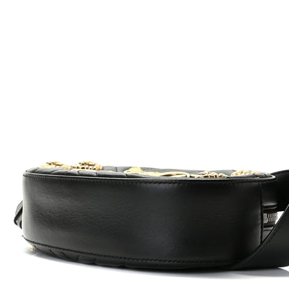 Gucci Calfskin Matelasse Animal Studs GG Marmont Belt Bag 75 30 Black 7 of 7