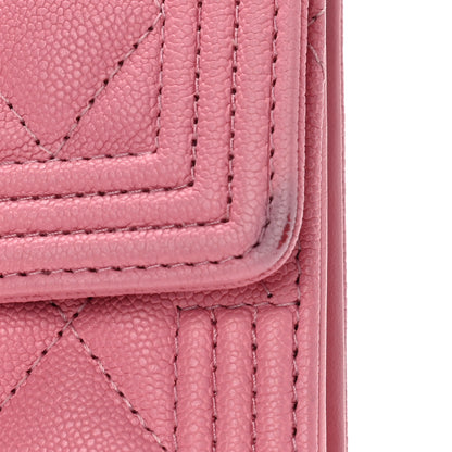 Chanel Caviar Quilted Compact Boy Wallet Pink 8 of 10
