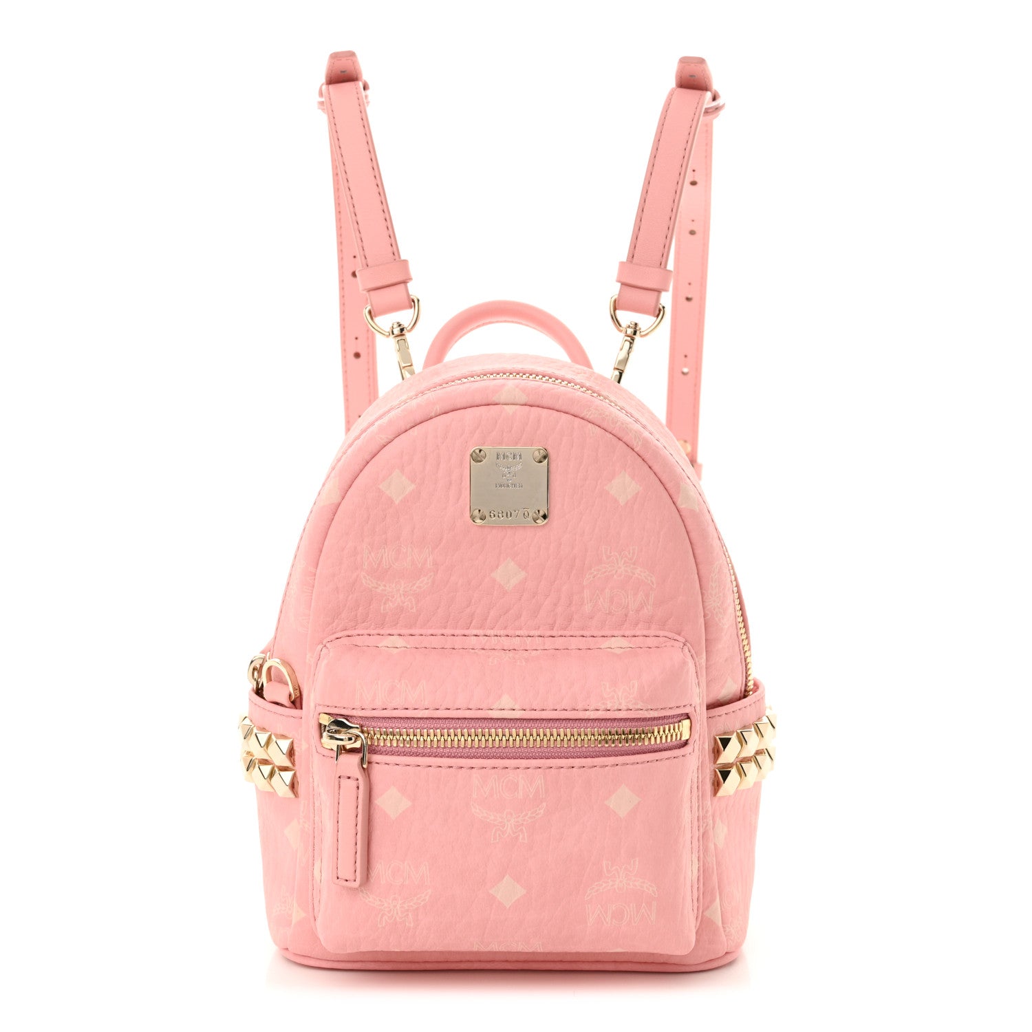 MCM Visetos Side Stud X-Mini Stark Bebe Boo Backpack Soft Pink 1 of 9