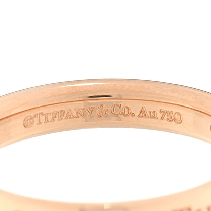 Tiffany 18K Rose Gold Diamond 3mm Logo Band Ring 51 5.75 4 of 5