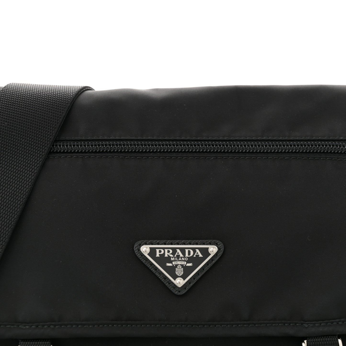 Nylon Vela Double Snap Buckle Messenger Bag Black