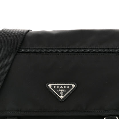 Prada Nylon Vela Double Snap Buckle Messenger Bag Black 7 of 9