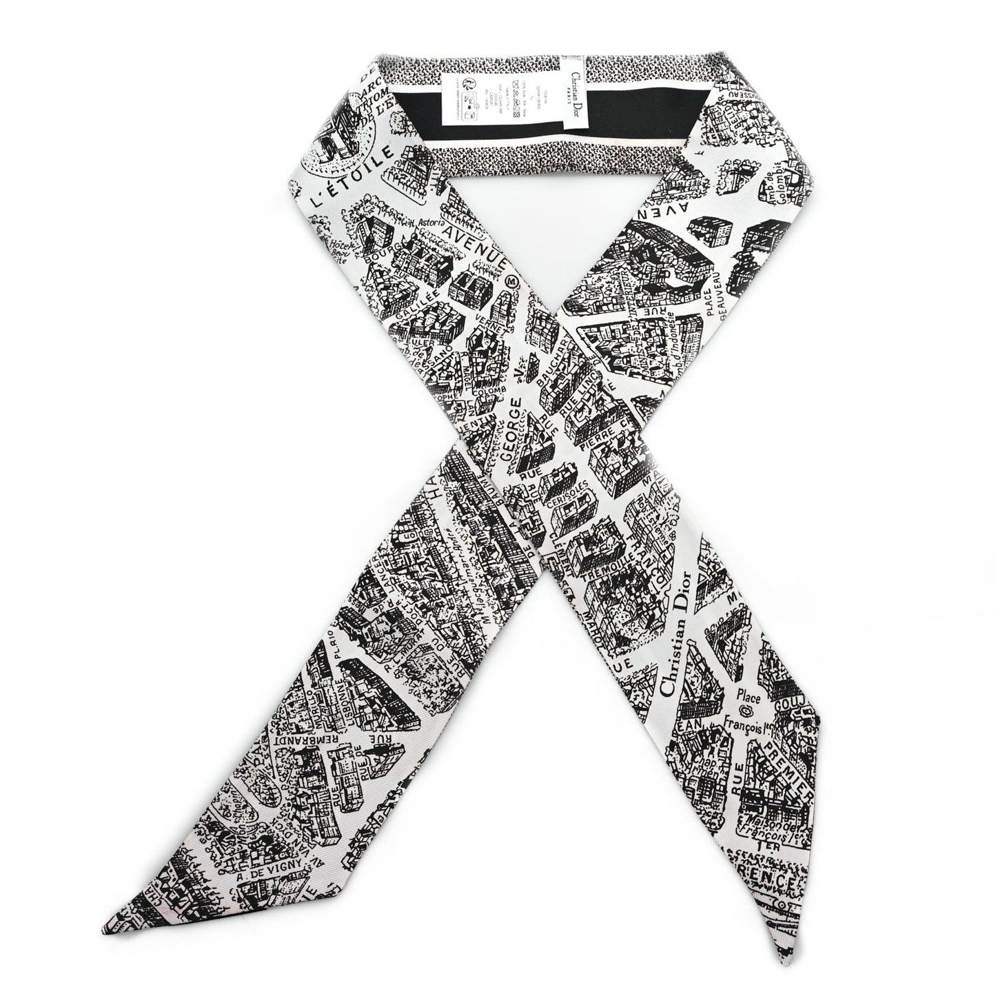 Silk Plan De Paris Mitzah Scarf White Black