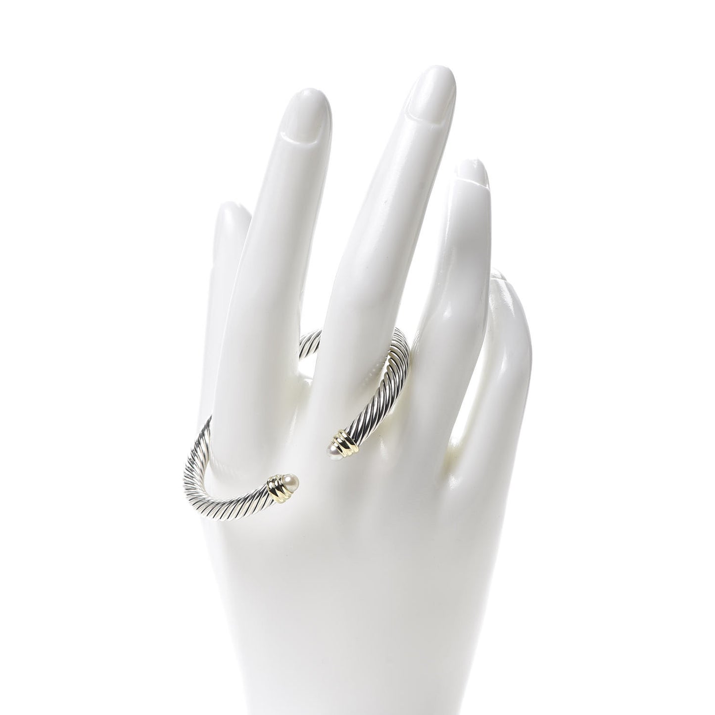 Sterling Silver 14K Yellow Gold Pearl 5mm Cable Classics Petite Color Bracelet