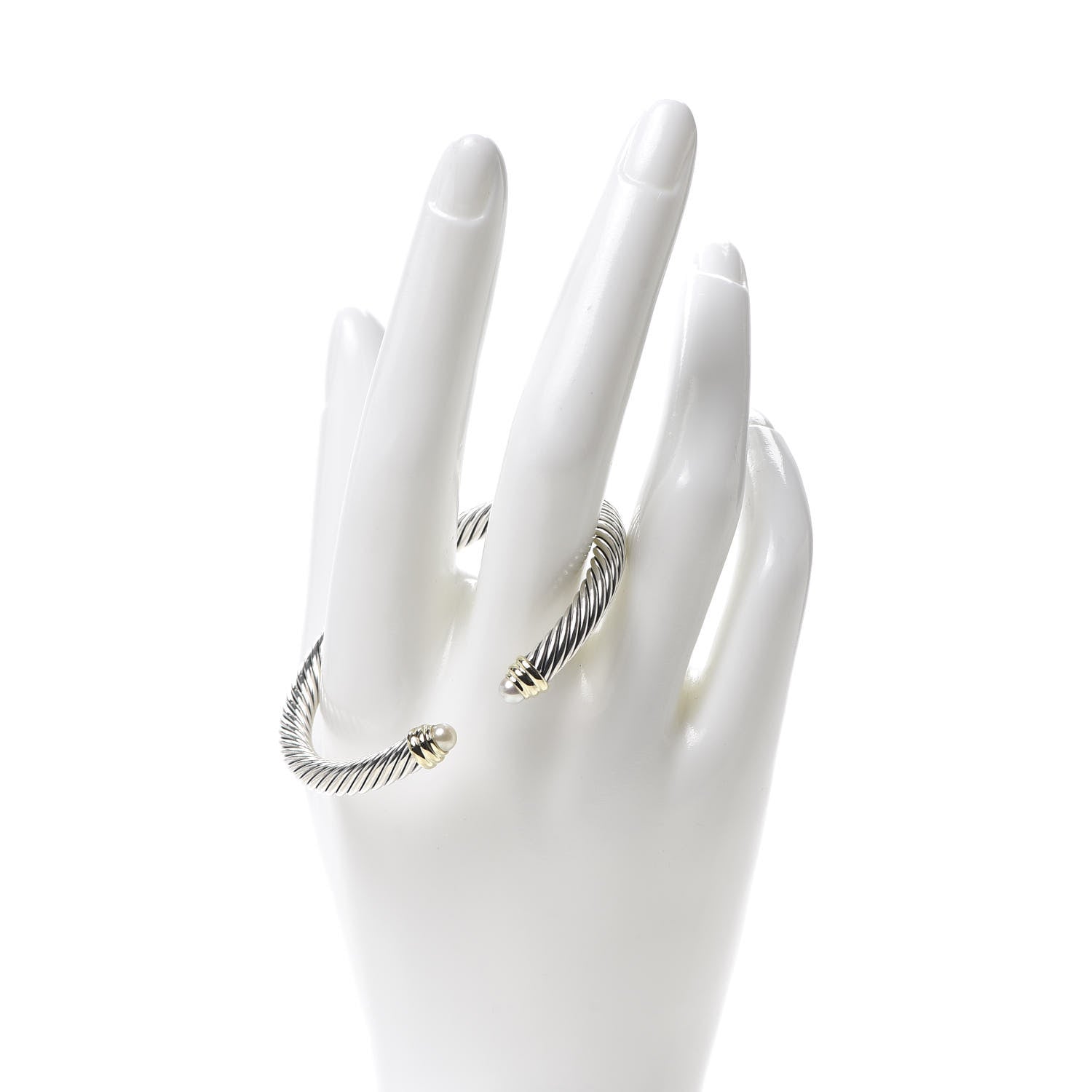 David Yurman Sterling Silver 14K Yellow Gold Pearl 5mm Cable Classics Petite Color Bracelet 2 of 4