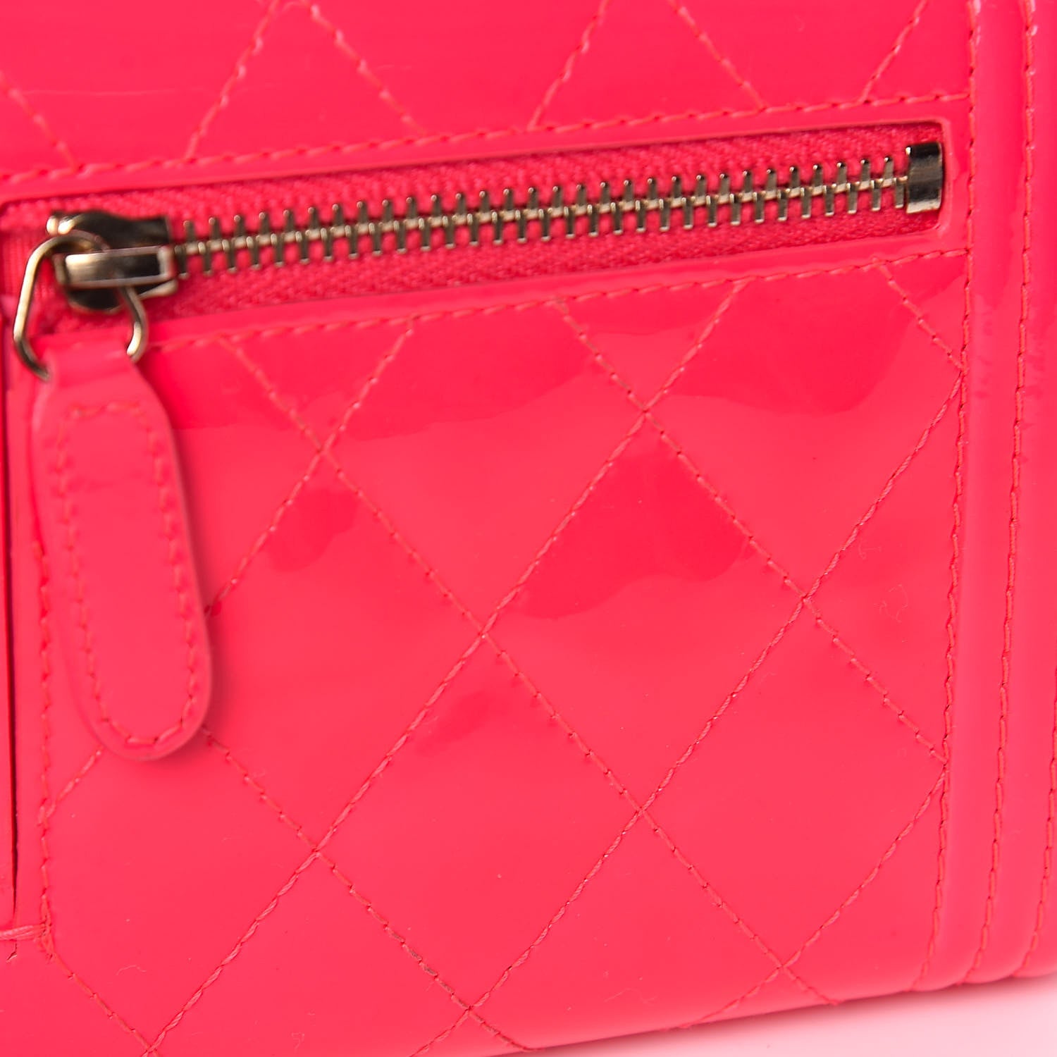 Chanel Patent Quilted Compact Boy Wallet Pink 9 of 9