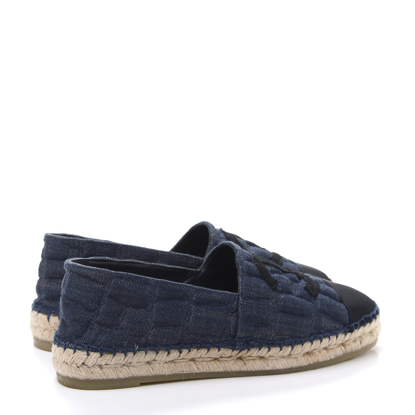 Denim Toile Embossed CC Espadrilles 36 Navy Black