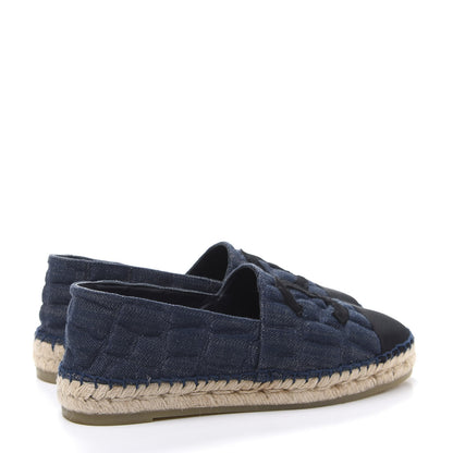 Chanel Denim Toile Embossed CC Espadrilles 36 Navy Black 4 of 7