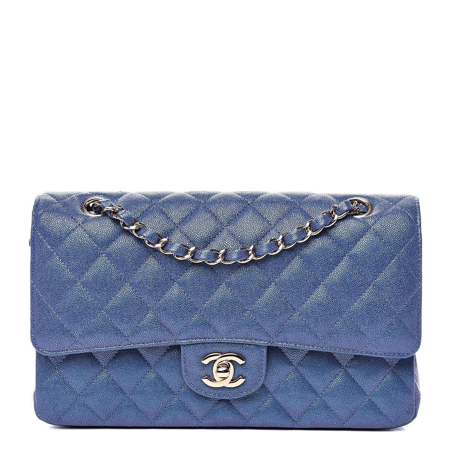 Chanel Iridescent Caviar Quilted Medium Double Flap Dark Blue 1 of 12