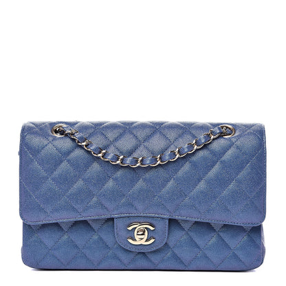 Chanel Iridescent Caviar Quilted Medium Double Flap Dark Blue 1 of 12