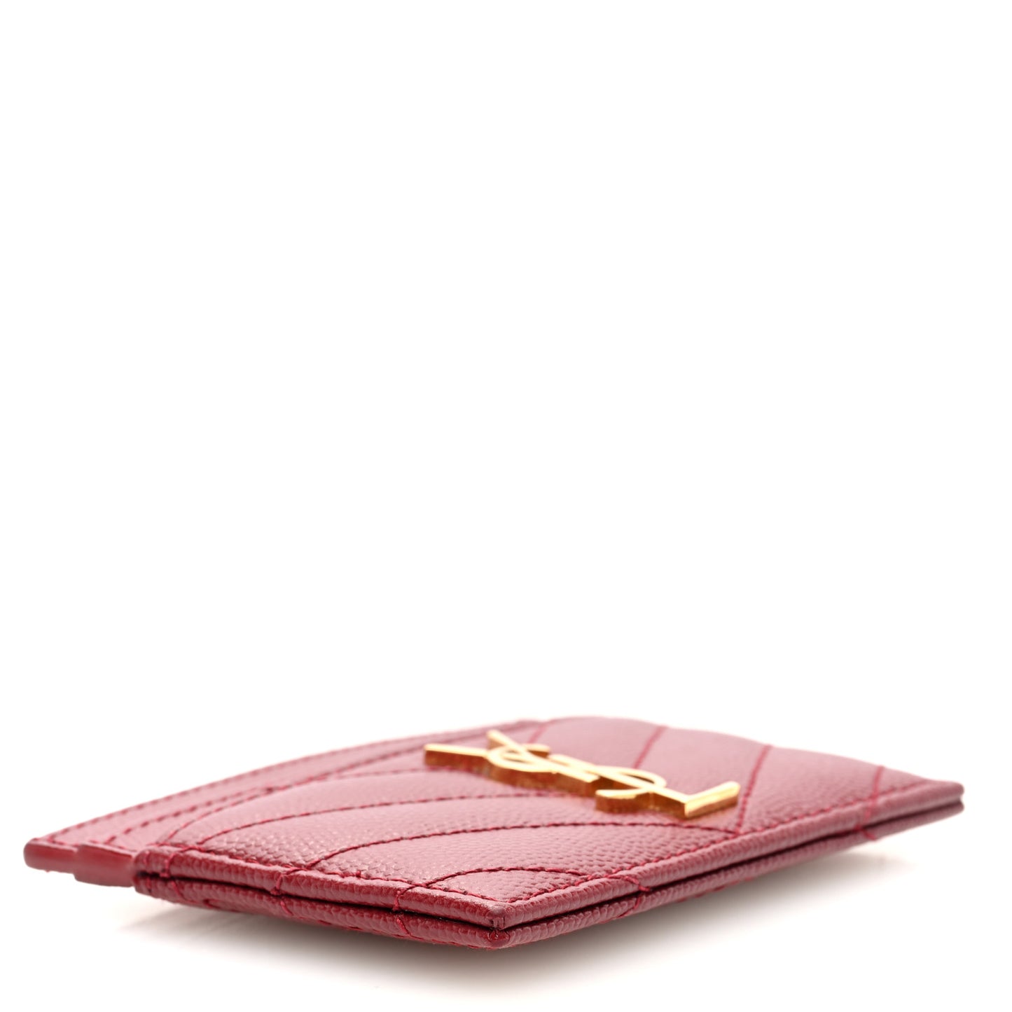 Grain De Poudre Matelasse Chevron Monogram Credit Card Case Palissandre