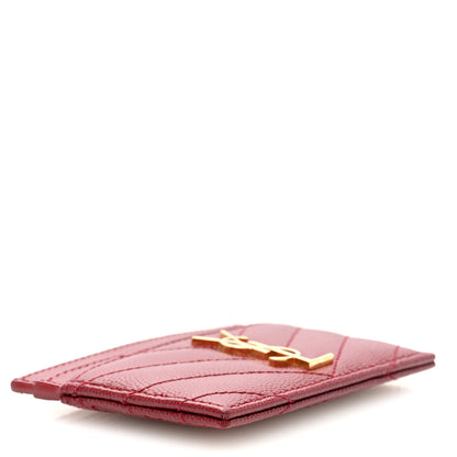 Saint Laurent Grain De Poudre Matelasse Chevron Monogram Credit Card Case Palissandre 4 of 6