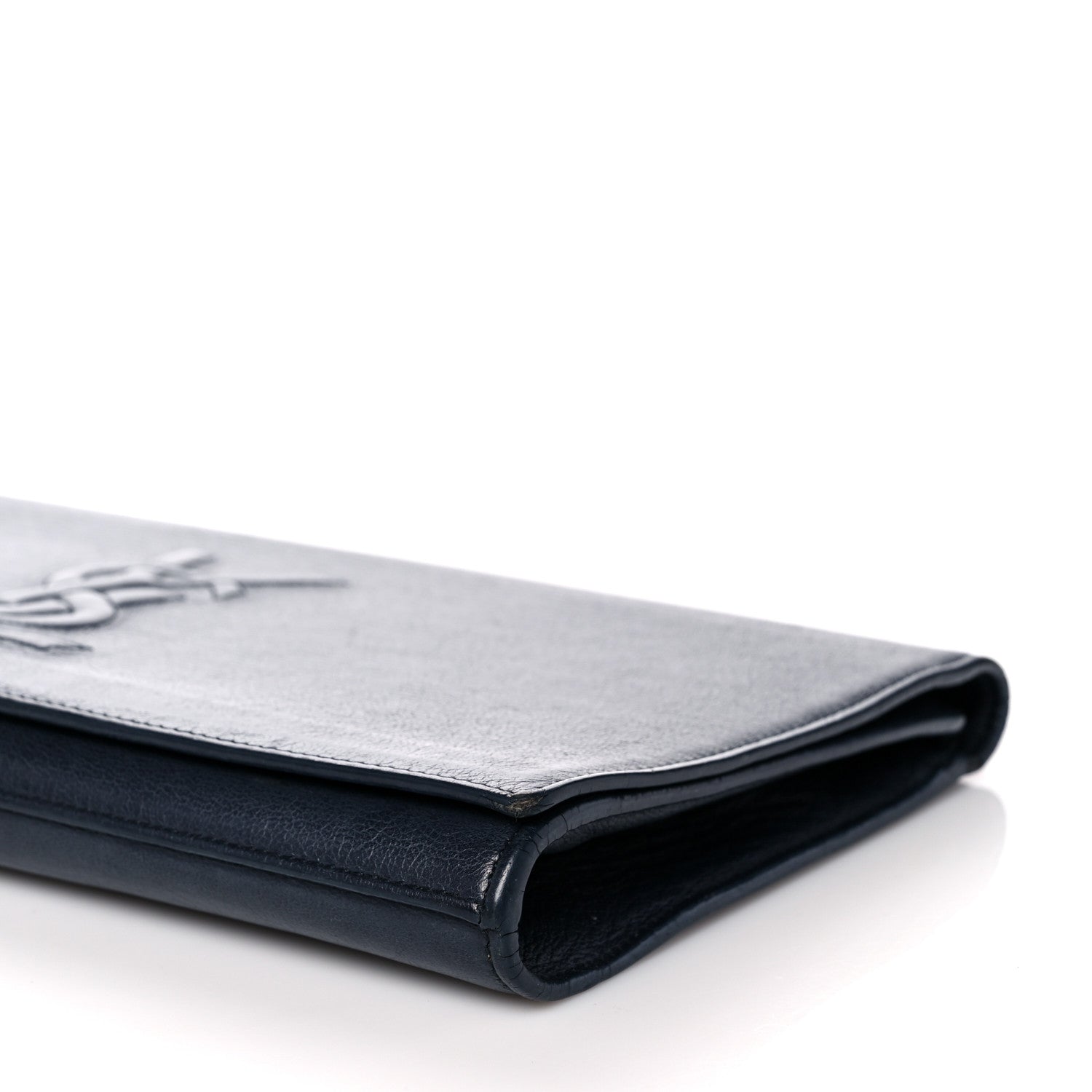 Saint Laurent Calfskin Monogram Large Belle De Jour Clutch Navy 7 of 11