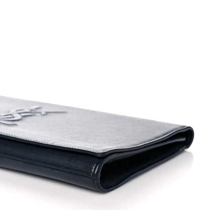 Saint Laurent Calfskin Monogram Large Belle De Jour Clutch Navy 7 of 11